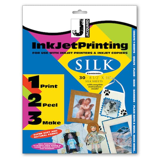Jacquard 8.5" x 11" White Silk Inkjet Printable Fabric Sheets